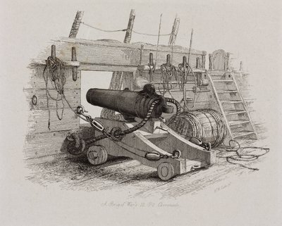 Eine Kriegsschaluppe mit 12-Pfünder-Karronade von John Pardon