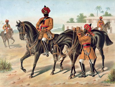 Die 1. Bengalische Kavallerie, Paradeuniform, Anglo-Indische Armee der 1880er Jahre von Richard (after) Simkin
