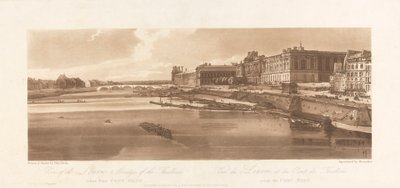 Ansicht des Louvre und der Brücke der Thuilleries, vom Pont Neuf aus gesehen. 1802; Tafel 2 aus Ansichten in Paris, das Emanuel-Volumen Nachzeichnung der Platte, B1981.25.2613 von Richard Banks Harraden