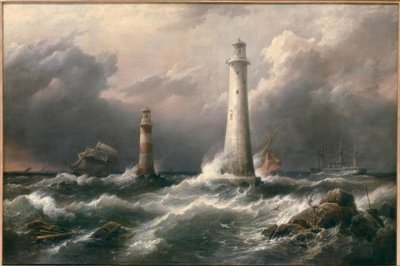 H.M.S. Lord Warden vor den Eddystone-Leuchttürmen von Richard Brydges Beechey