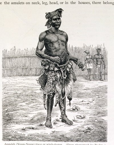 Azandeh (Nyam-Nyam) Binsa oder Hexendoktor, gestochen von Jahrmargt, aus 