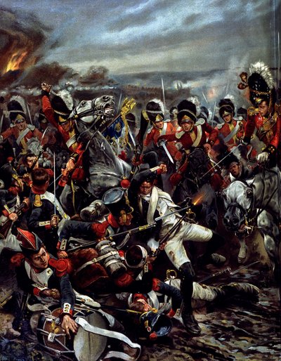 Der Angriff der Schotten in Waterloo - Gemälde von Caton Woodville von Richard Caton (after) Woodville