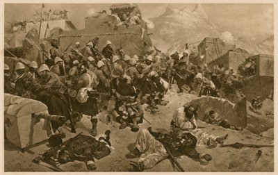 92. Highlanders und 2. Gurkhas stürmen Gundi Mulla Sahibdad während der Schlacht von Kandahar, Afghanistan, Zweiter Anglo-Afghanischer Krieg von Richard Caton II (after) Woodville
