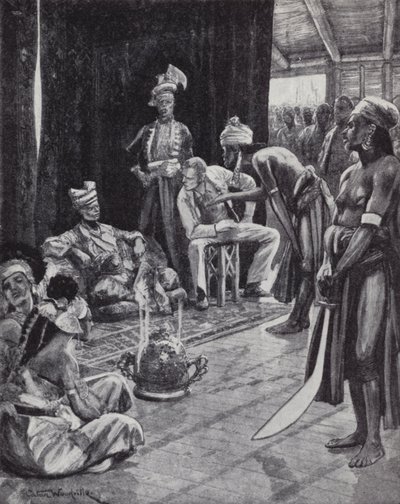 Sir James Brooke verhandelt einen Vertrag mit dem Sultan von Brunei zur Gründung einer britischen Kolonie auf Borneo von Richard Caton II (after) Woodville
