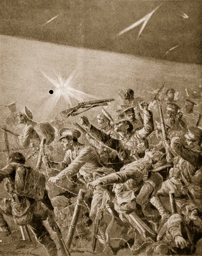 Britische Infanterie durchbricht deutsche Drahtverhaue, 1914-19 von Richard Caton Woodville