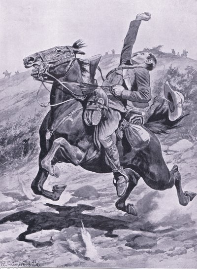 Der letzte Ritt des Yeoman, Illustration aus After Pretoria: The Guerilla War, 1902 von Richard Caton Woodville