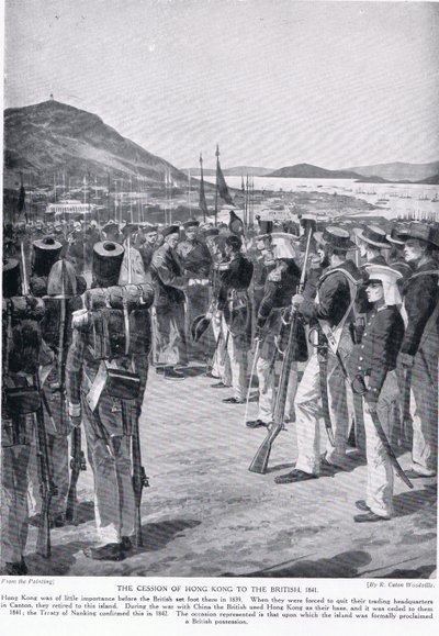 Die Abtretung von Hongkong an die Briten, 1841, Illustration aus 