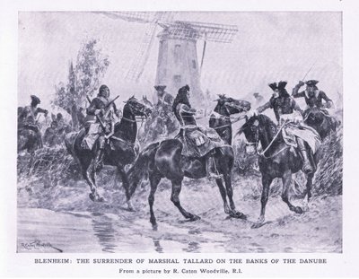 Blenheim, 13. August 1704: Die Kapitulation von Marschall Tallard am Ufer der Donau, Illustration aus Britische Schlachten zu Land und zu Wasser, 1915 von Richard Caton Woodville junior