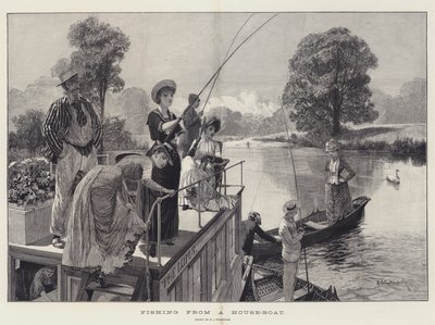 Angeln von einem Hausboot von Richard Caton Woodville junior
