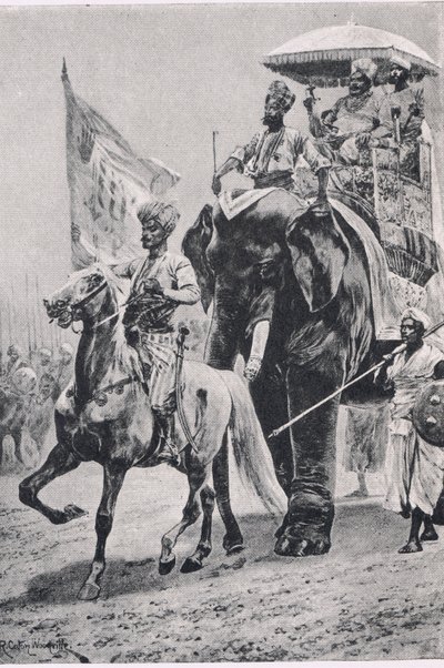 Suraj-ud-Daula bei Plessey, 23. Juni 1757, Illustration aus Britische Schlachten zu Land und zu Wasser, 1915 von Richard Caton Woodville junior