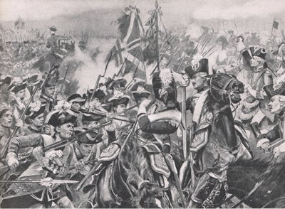 Die Schlacht von Minden, 1. August 1759, Illustration aus Britische Schlachten zu Land und zu Wasser, 1915 von Richard Caton Woodville junior
