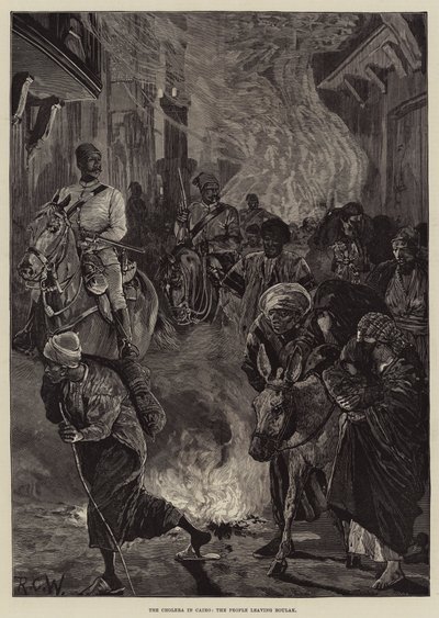 Die Cholera in Kairo, die Menschen verlassen Boulak von Richard Caton Woodville junior