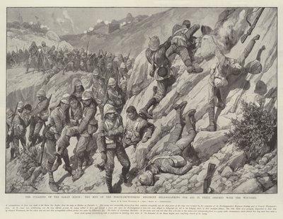 Die Räumung des Saran-Rückens, die Männer des Northamptonshire-Regiments heliographieren um Hilfe bei ihrem Abstieg mit den Verwundeten von Richard Caton Woodville junior