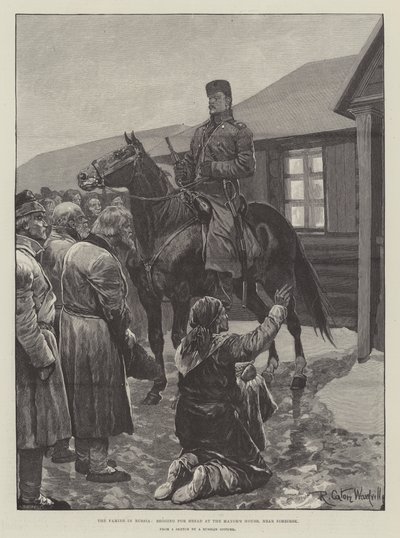 Die Hungersnot in Russland, Betteln um Brot am Haus des Bürgermeisters, nahe Simbirsk von Richard Caton Woodville junior