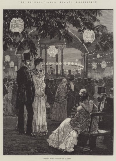 Die Internationale Gesundheitsausstellung, Abendfest, Musik in den Gärten von Richard Caton Woodville junior
