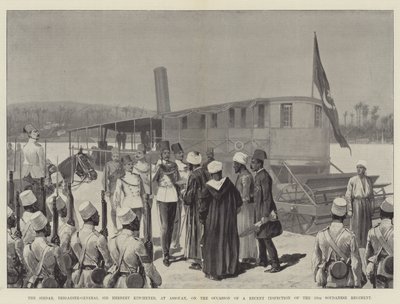 Der Sirdar, Brigadegeneral Sir Herbert Kitchener, in Assuan, bei einer kürzlichen Inspektion des 10. sudanesischen Regiments von Richard Caton Woodville junior