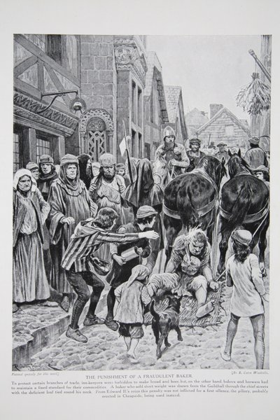 Die Bestrafung eines betrügerischen Bäckers, Illustration aus 