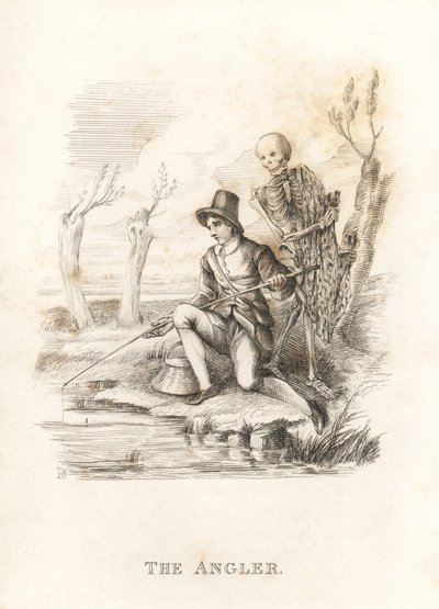 Das Skelett des Todes und der Angler (1827, Gravur) von Richard Dagley
