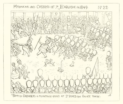 1849, Britische Grenadiere bewachen den Hof des St. James Palastes von Richard Doyle