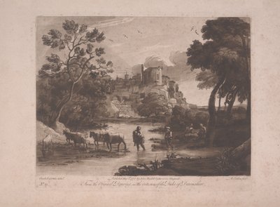 Ansicht von Tivoli bei Sonnenuntergang, veröffentlicht 1775 von Richard Earlom