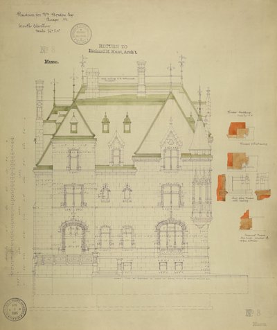 William Borden Residenz, Chicago, Illinois, Südfassade von Richard Morris Hunt