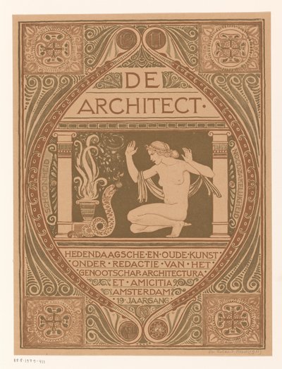 Umschlagentwurf für: De Architect, 1911 von Richard Nicolaüs Roland Holst (signed by artist)
