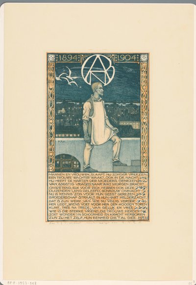 Druck anlässlich des zehnjährigen Jubiläums des Allgemeinen Niederländischen Diamantarbeiterbundes im Jahr 1904 von Richard Nicolaüs Roland Holst