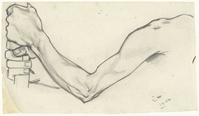 Studie eines linken Arms, der einen Stock hält von Richard Nicolaüs Roland Holst