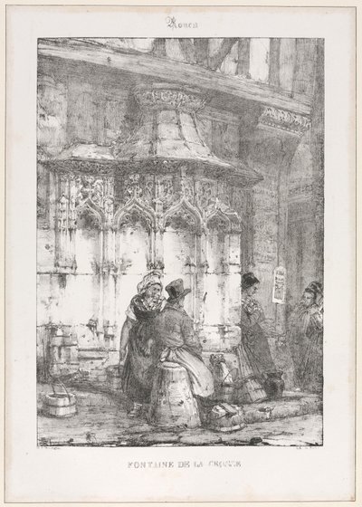 Architektonische Überreste und Fragmente: Rouen - Fontaine de la Crosse, 1827 von Richard Parkes Bonington
