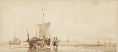 Fischerboote am Strand der Normandieküste von Richard Parkes Bonington