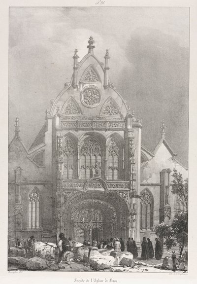 Malerische und romantische Reisen im alten Frankreich, Franche-Comté: Vorderseite der Kirche in Brou, 1825 von Richard Parkes Bonington