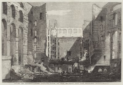 Ruinen des Covent-Garden-Theaters, Besuch Ihrer Majestät und der Prinzessin Royal von Richard Principal Leitch