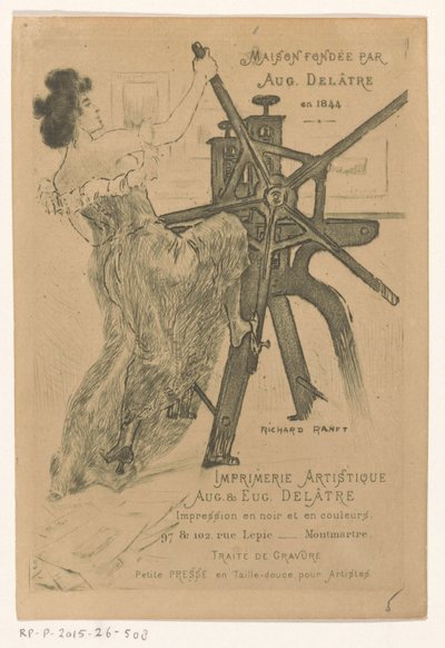 Visitenkarte der Drucker Auguste und Eugène Delâtre in Paris von Richard Ranft