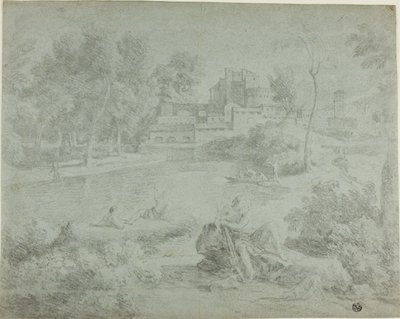 Italienische Landschaft mit Badenden von Richard Wilson