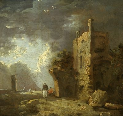 Ruine eines Turms mit Figur, ca. 1770-79 von Richard Wilson