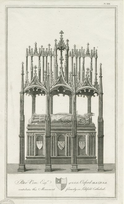 Lichfield Kathedrale - Denkmal für Bischof Blythe: Gravur von Richard Woollett Basire