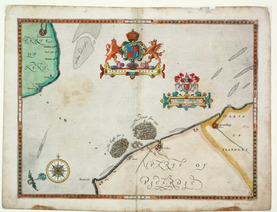 Dover nach Sandwich und Blacknerse nach Gravelines - Die spanische Armada und die englische Flotte vor Calais, um 1590 (Manuskript) von Robert (after) Adams