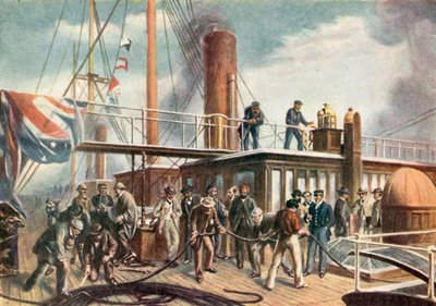 Die Great Eastern birgt das verlorene Atlantikkabel von Robert (after) Dudley