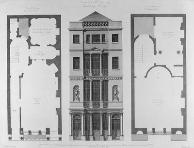 Erhebung des British Coffee House, graviert von Robert Blyth, 1778 von Robert Adam