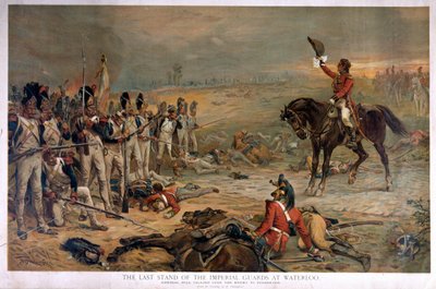 Der letzte Widerstand der kaiserlichen Garde bei Waterloo, General Hill fordert den Feind zur Kapitulation auf von Robert Alexander Hillingford