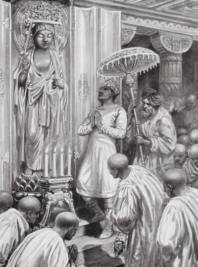 Kanishka führt den Mahayana (nördlichen) Buddhismus ein, 100 n. Chr. von Robert Ambrose Dudley