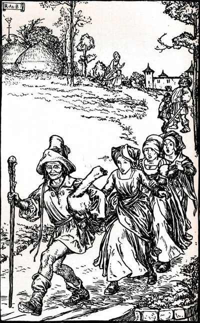 Die goldene Gans aus Grimms Märchen, um 1900 von Robert Anning Bell