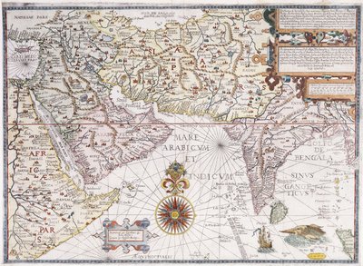 Eine Karte von Ostafrika, Arabien und Indien, 1598 von Robert Beckit