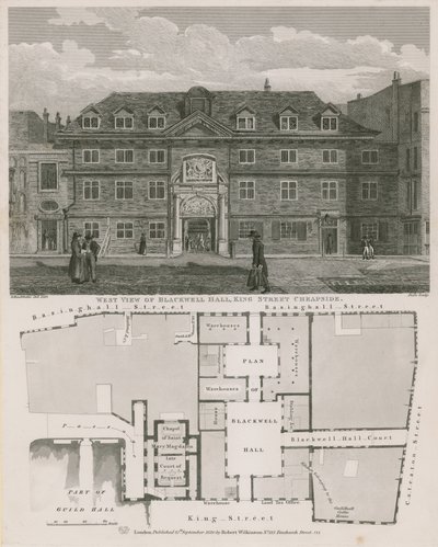 Westansicht von Blackwell Hall, King Street, Cheapside von Robert Blemell Schnebbelie
