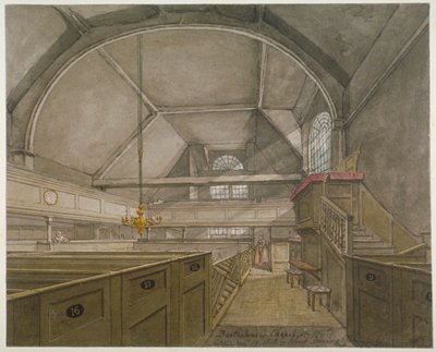 Innenraum der Kapelle in der Kirche St. Bartholomew-the-Great, Smithfield, City of London, 1818 von Robert Blemmell Schnebbelie