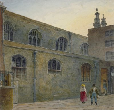 Nordseite der Guildhall Chapel mit Eingang zu Cutthroat Alley, City of London, 1820 von Robert Blemmell Schnebbelie