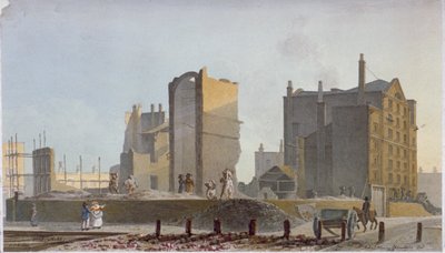 Ruiniertes Gebäude, Commercial Road, Stepney, London, 1820 von Robert Blemmell Schnebbelie