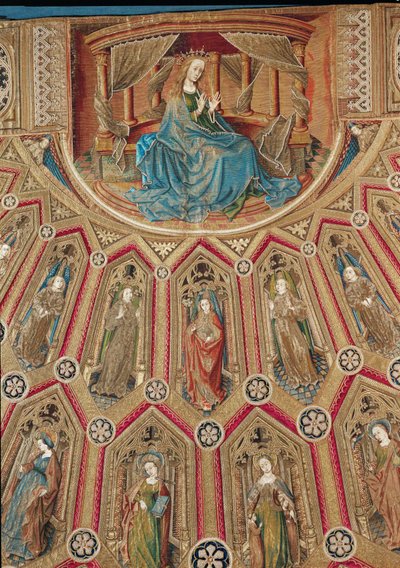 Heilige Maria, Engel und Heilige Frauen, Detail von Robert Campin