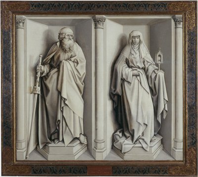 Die Hochzeit von Maria und Joseph. Rückseite von Robert Campin