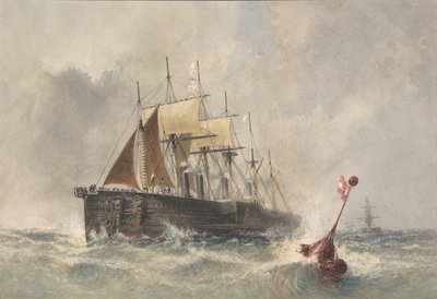 Das Aussetzen der Boje vom Bug der Great Eastern am 8. August 1865, 1865-66 von Robert Charles Dudley